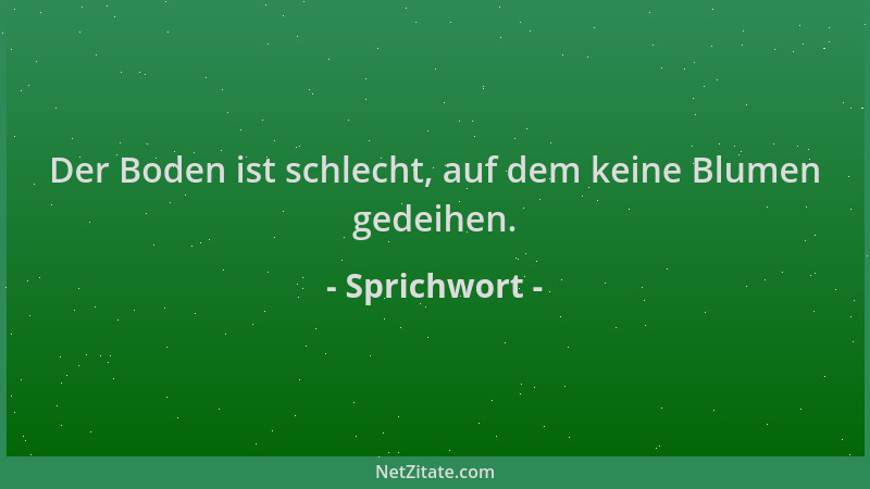 Sprichwort - Der Boden ist schlecht, auf dem keine Blumen gedeihen....
