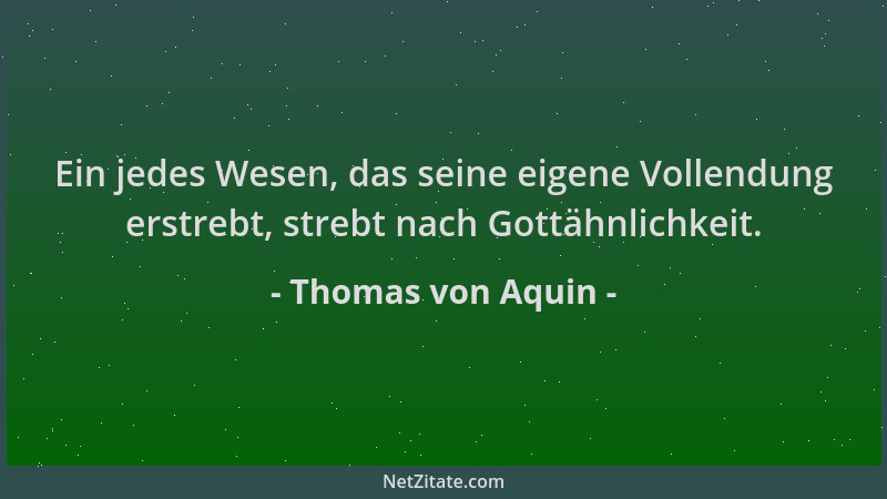 Thomas von Aquin - Ein jedes Wesen, das seine eigene Vollendung erstrebt, strebt nach Gottähnlichkeit....