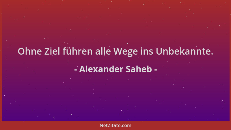 Alexander Saheb - Ohne Ziel führen alle Wege ins Unbekannte....