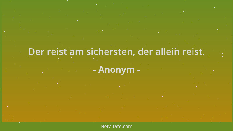 Anonym - Der reist am sichersten, der allein reist....
