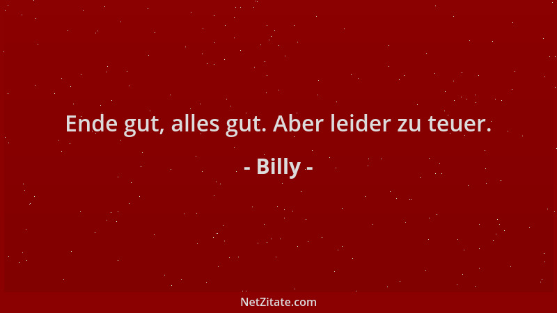 Billy - Ende gut, alles gut. Aber leider zu teuer....