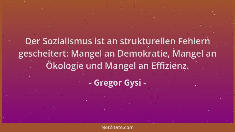 Gregor Gysi - Der Sozialismus ist an strukturellen Fehlern gescheitert: Mangel an Demokratie, Mangel an Ökologie und Mangel...