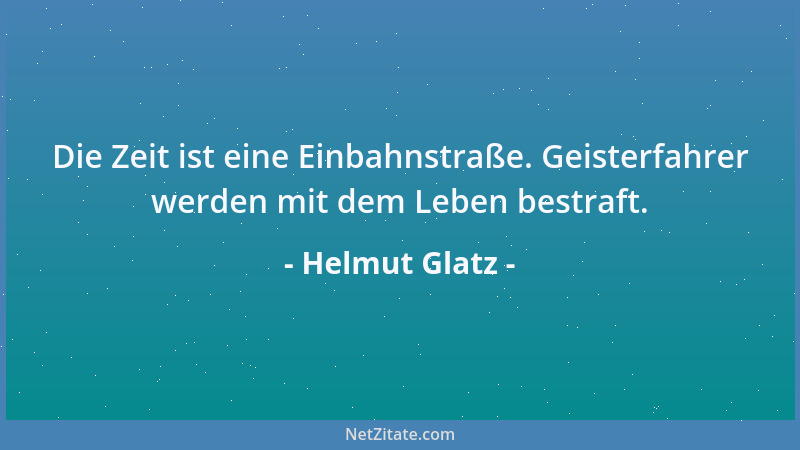 Helmut Glatz - Die Zeit ist eine Einbahnstraße. Geisterfahrer werden mit dem Leben bestraft....