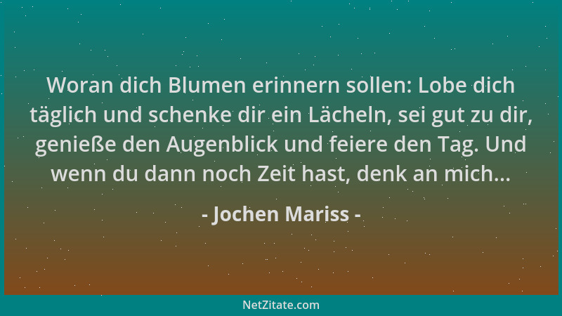 Jochen Mariss - Woran dich Blumen erinnern sollen: Lobe dich täglich und schenke dir ein Lächeln, sei gut zu dir, genieße d...