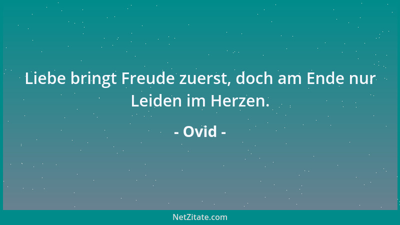 Ovid - Liebe bringt Freude zuerst, doch am Ende nur Leiden im Herzen....