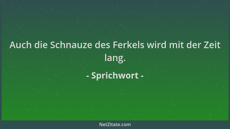 Sprichwort - Auch die Schnauze des Ferkels wird mit der Zeit lang....