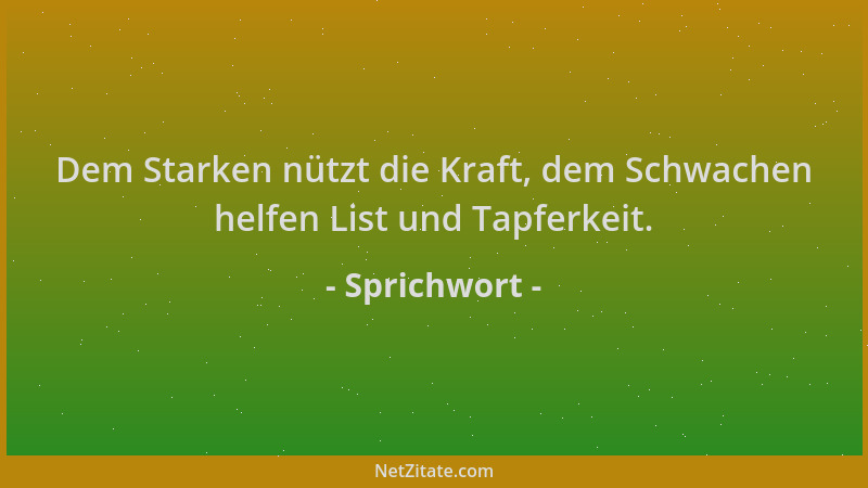 Sprichwort - Dem Starken nützt die Kraft, dem Schwachen helfen List und Tapferkeit....