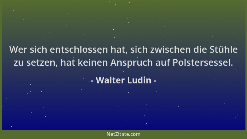 Walter Ludin - Wer sich entschlossen hat, sich zwischen die Stühle zu setzen, hat keinen Anspruch auf Polstersessel....