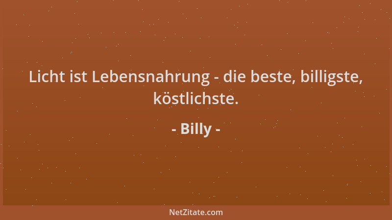 Billy - Licht ist Lebensnahrung - die beste, billigste, köstlichste....