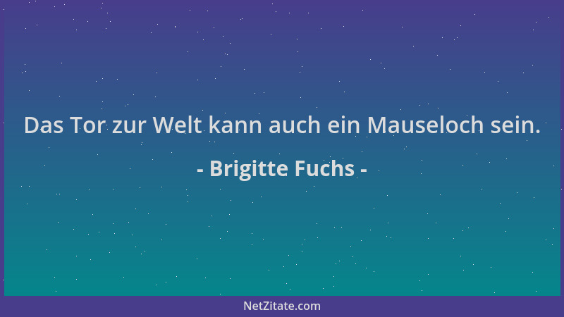 Brigitte Fuchs - Das Tor zur Welt kann auch ein Mauseloch sein....
