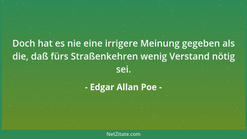 Edgar Allan Poe - Doch hat es nie eine irrigere Meinung gegeben als die, daß fürs Straßenkehren wenig Verstand nötig sei....