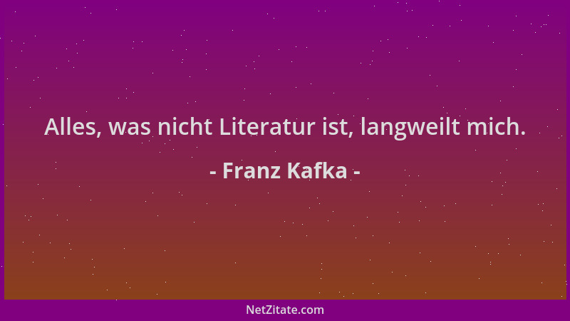 Franz Kafka - Alles, was nicht Literatur ist, langweilt mich....