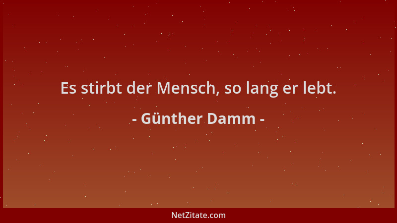 Günther Damm - Es stirbt der Mensch, so lang er lebt....