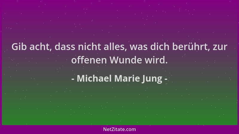 Michael Marie Jung - Gib acht, dass nicht alles, was dich berührt, zur offenen Wunde wird....