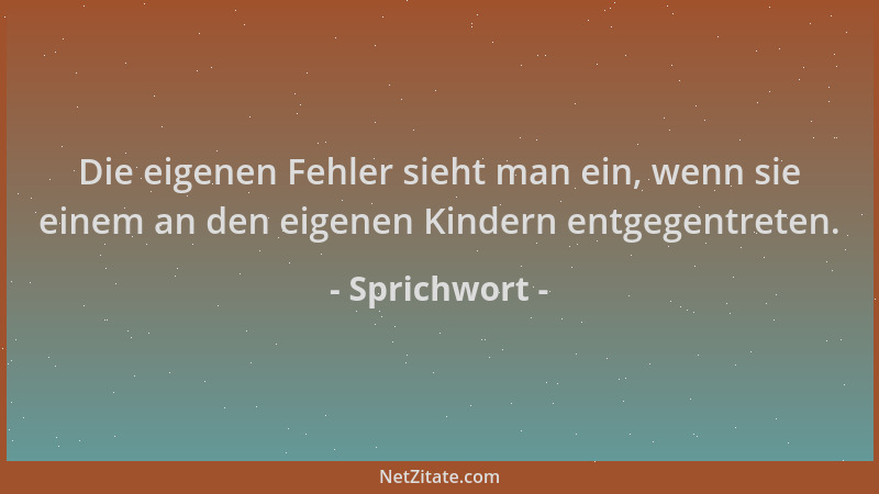 Sprichwort - Die eigenen Fehler sieht man ein, wenn sie einem an den eigenen Kindern entgegentreten....