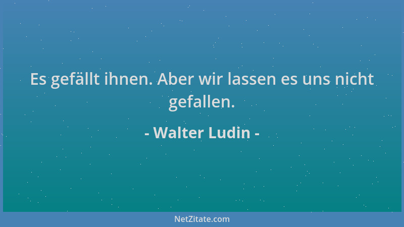 Walter Ludin - Es gefällt ihnen. Aber wir lassen es uns nicht gefallen....