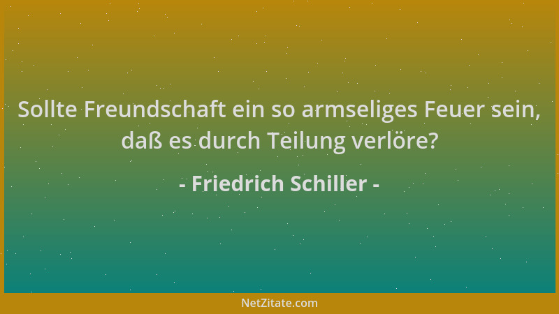 Friedrich Schiller - Sollte Freundschaft ein so armseliges Feuer sein, daß es durch Teilung verlöre?...