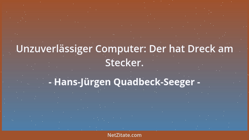 Hans-Jürgen Quadbeck-Seeger - Unzuverlässiger Computer: Der hat Dreck am Stecker....