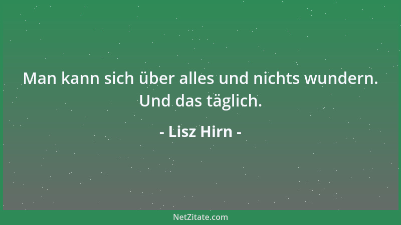 Lisz Hirn - Man kann sich über alles und nichts wundern. Und das täglich....