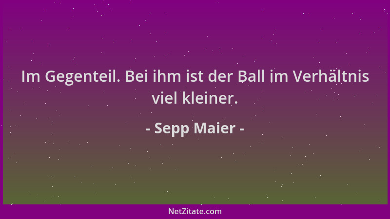 Sepp Maier - Im Gegenteil. Bei ihm ist der Ball im Verhältnis viel kleiner....