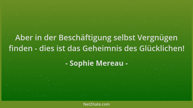 Sophie Mereau - Aber in der Beschäftigung selbst Vergnügen finden - dies ist das Geheimnis des Glücklichen!...