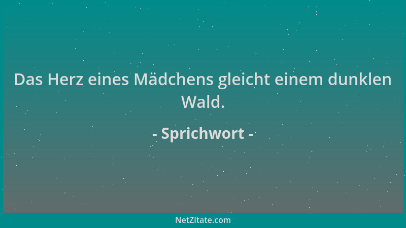Sprichwort - Das Herz eines Mädchens gleicht einem dunklen Wald....