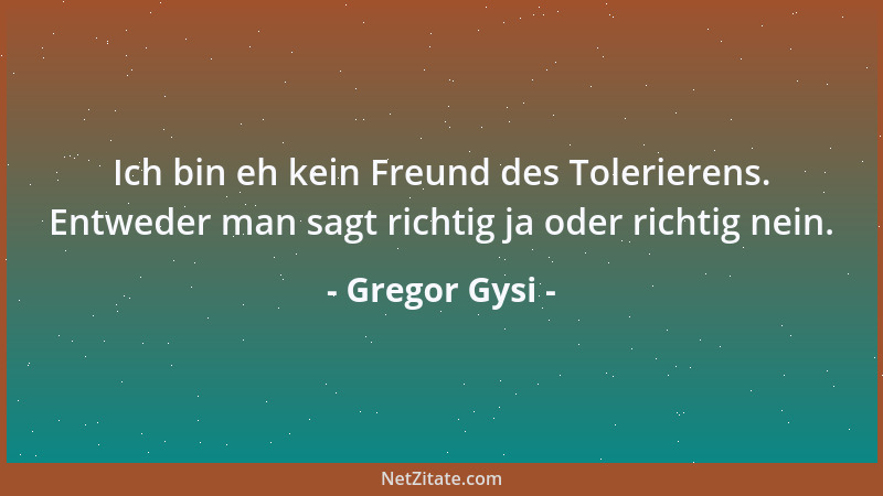 Gregor Gysi - Ich bin eh kein Freund des Tolerierens. Entweder man sagt richtig ja oder richtig nein....