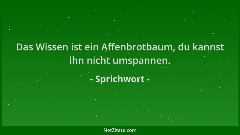 Sprichwort - Das Wissen ist ein Affenbrotbaum, du kannst ihn nicht umspannen....