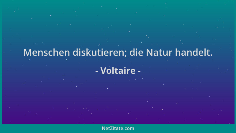 Voltaire - Menschen diskutieren; die Natur handelt....