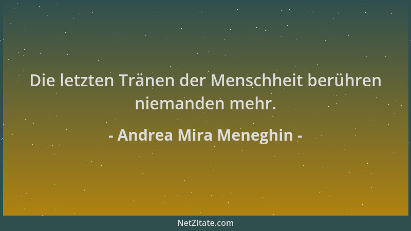Andrea Mira Meneghin - Die letzten Tränen der Menschheit berühren niemanden mehr....