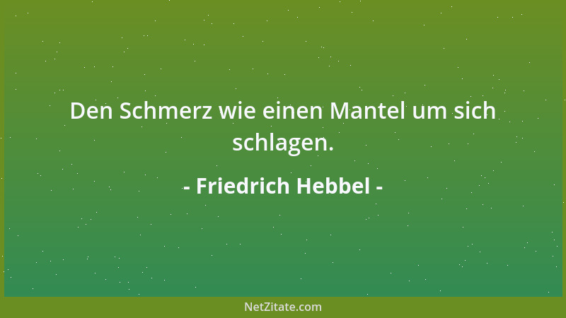 Friedrich Hebbel - Den Schmerz wie einen Mantel um sich schlagen....