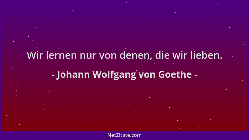 Johann Wolfgang von Goethe - Wir lernen nur von denen, die wir lieben....