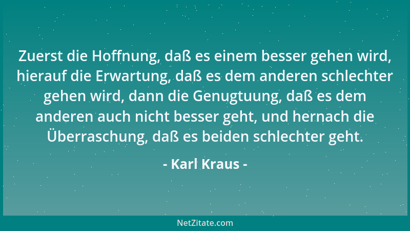 Karl Kraus - Wenn die Natur vor Verfolgung sicher sein will, rettet sie sich in die Schweinerei....