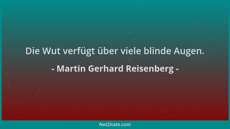 Martin Gerhard Reisenberg - Die Wut verfügt über viele blinde Augen....