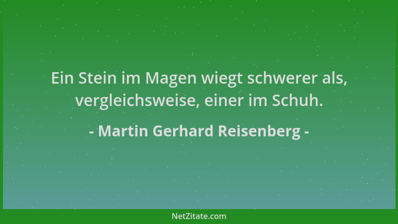 Martin Gerhard Reisenberg - Ein Stein im Magen wiegt schwerer als, vergleichsweise, einer im Schuh....