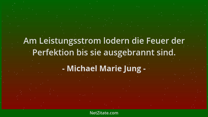 Michael Marie Jung - Am Leistungsstrom lodern die Feuer der Perfektion bis sie ausgebrannt sind....