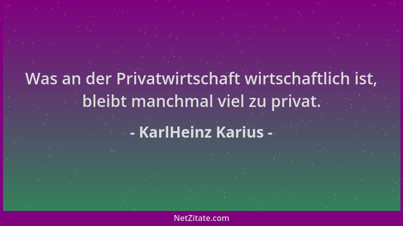 KarlHeinz Karius - Was an der Privatwirtschaft wirtschaftlich ist, bleibt manchmal viel zu privat....