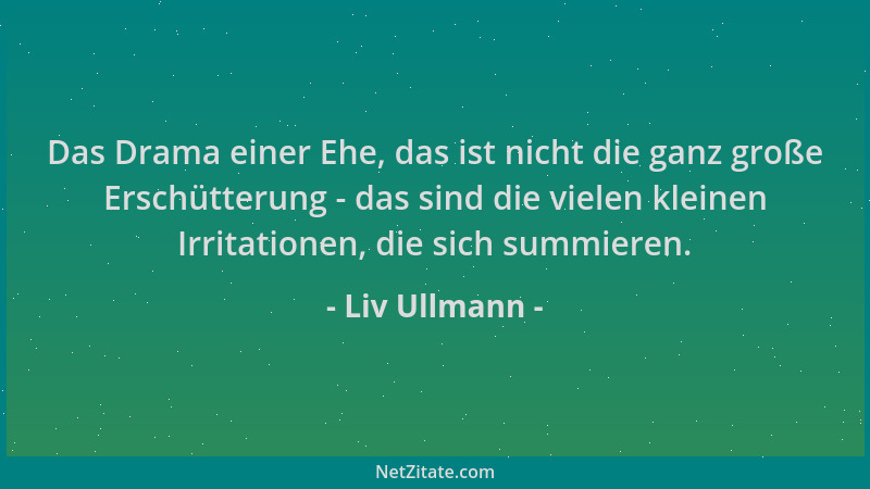 Liv Ullmann - Das Drama einer Ehe, das ist nicht die ganz große Erschütterung - das sind die vielen kleinen Irritationen, d...