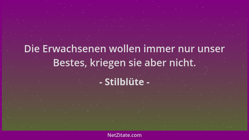 Stilblüte - Die Erwachsenen wollen immer nur unser Bestes, kriegen sie aber nicht....