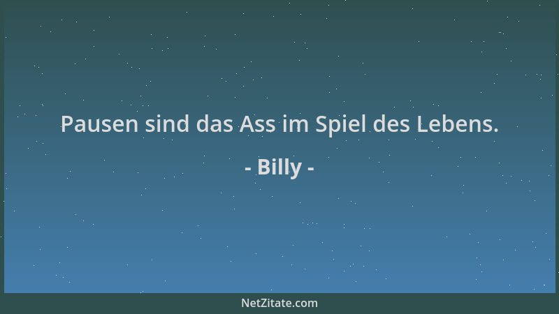 Billy - Pausen sind das Ass im Spiel des Lebens....