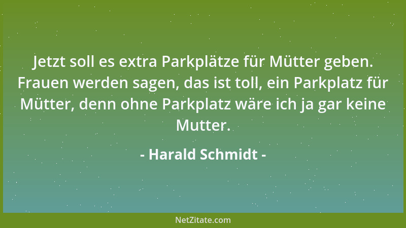 Harald Schmidt - Jetzt soll es extra Parkplätze für Mütter geben. Frauen werden sagen, das ist toll, ein Parkplatz für Mütt...