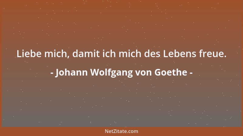 Johann Wolfgang von Goethe - Liebe mich, damit ich mich des Lebens freue....