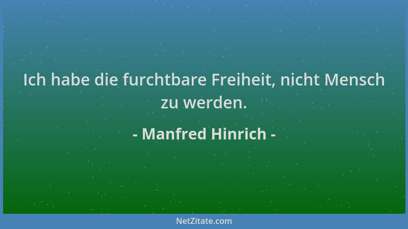 Manfred Hinrich - Ich habe die furchtbare Freiheit, nicht Mensch zu werden....