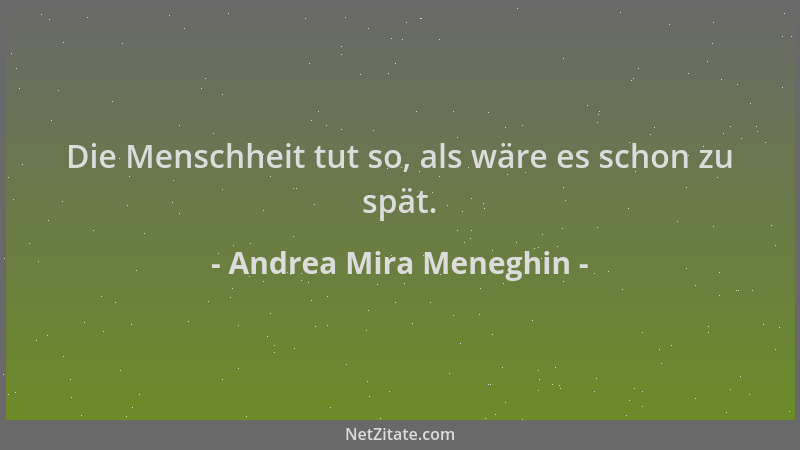 Andrea Mira Meneghin - Die Menschheit tut so, als wäre es schon zu spät....