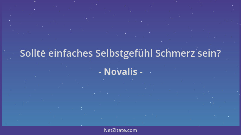 Novalis - Sollte einfaches Selbstgefühl Schmerz sein?...