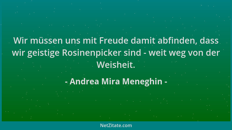 Andrea Mira Meneghin - Wir müssen uns mit Freude damit abfinden, dass wir geistige Rosinenpicker sind - weit weg von der We...