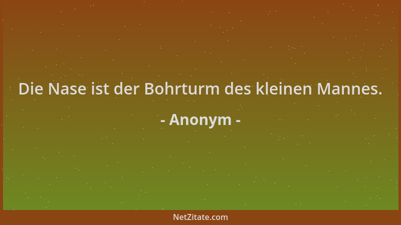 Anonym - Die Nase ist der Bohrturm des kleinen Mannes....