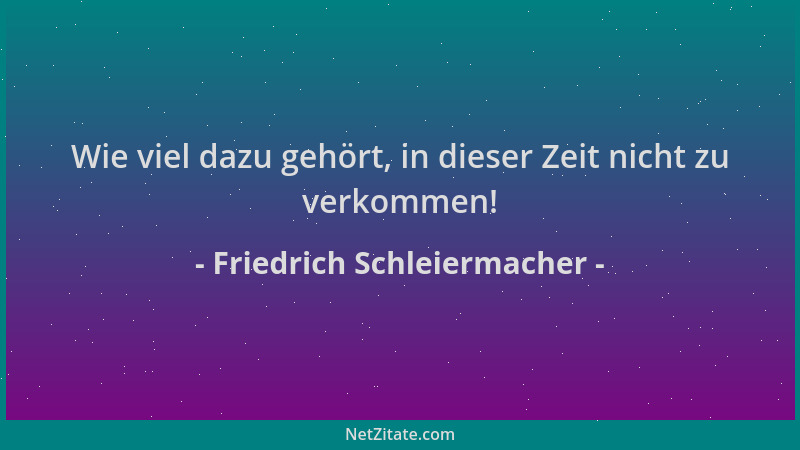 Friedrich Schleiermacher - Wie viel dazu gehört, in dieser Zeit nicht zu verkommen!...