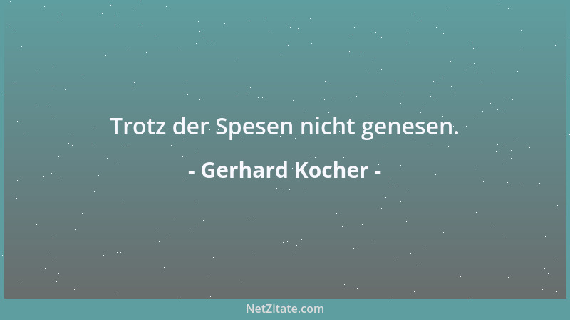 Gerhard Kocher - Trotz der Spesen nicht genesen....