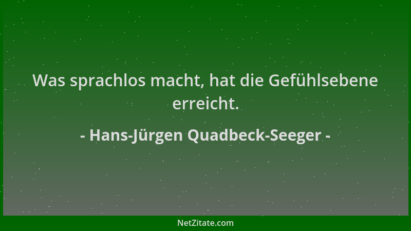 Hans-Jürgen Quadbeck-Seeger - Was sprachlos macht, hat die Gefühlsebene erreicht....